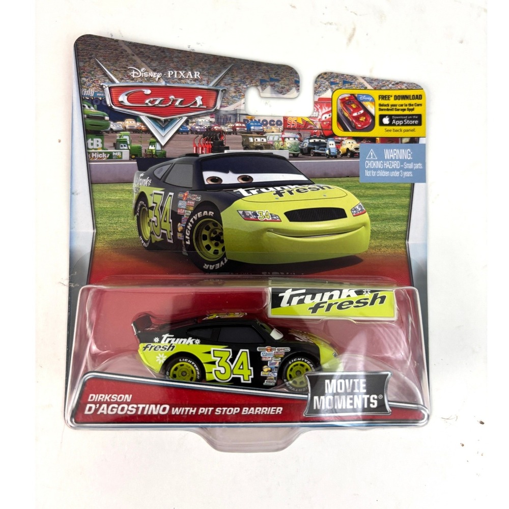 Disney Pixar Cars Dirkson D'Agostino Trunk Fresh #34 Pit Stop Barrier Sealed